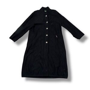Geiger Black‎ Boiled Wool Overcoat Long Coat Full Length Classic Sz Eu 42 US 12